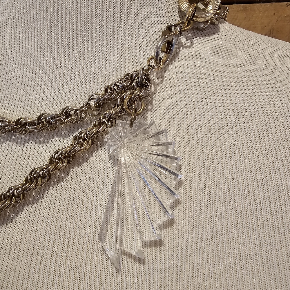 Mishka Piaf goldtone statement necklace made with repurposed vintage jewelry - Picture 9 of 11